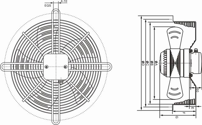 外轉(zhuǎn)子軸流風(fēng)機(jī)YWF710外形尺寸圖